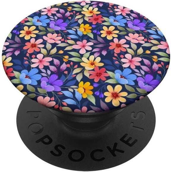 PopSockets Colorful Flowers Seamless Pattern Cute Tropical Art Swappable PopGrip - Picture 4 of 7